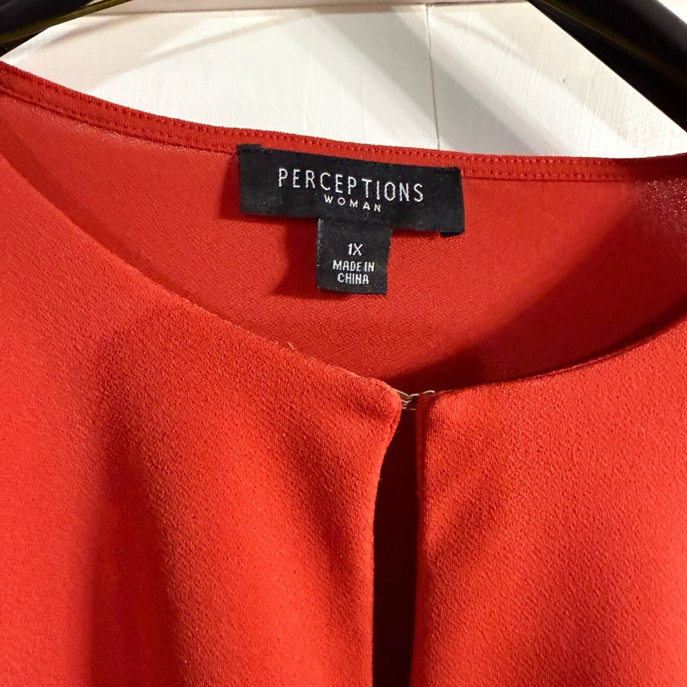Perceptions Vibrant Rust Dress Jacket Blazer with Flared Sleeves